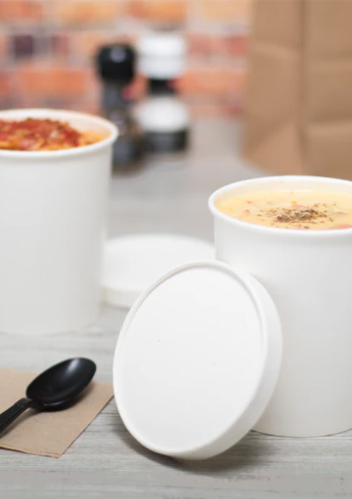 Paper lid for 32 oz Gourmet Paper Cold/Hot Food Containers